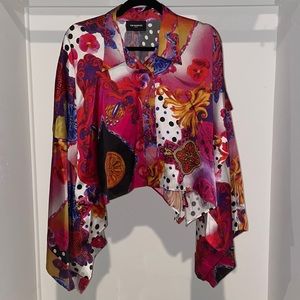 The Kooples silk asymmetric flowy sleeve shirt